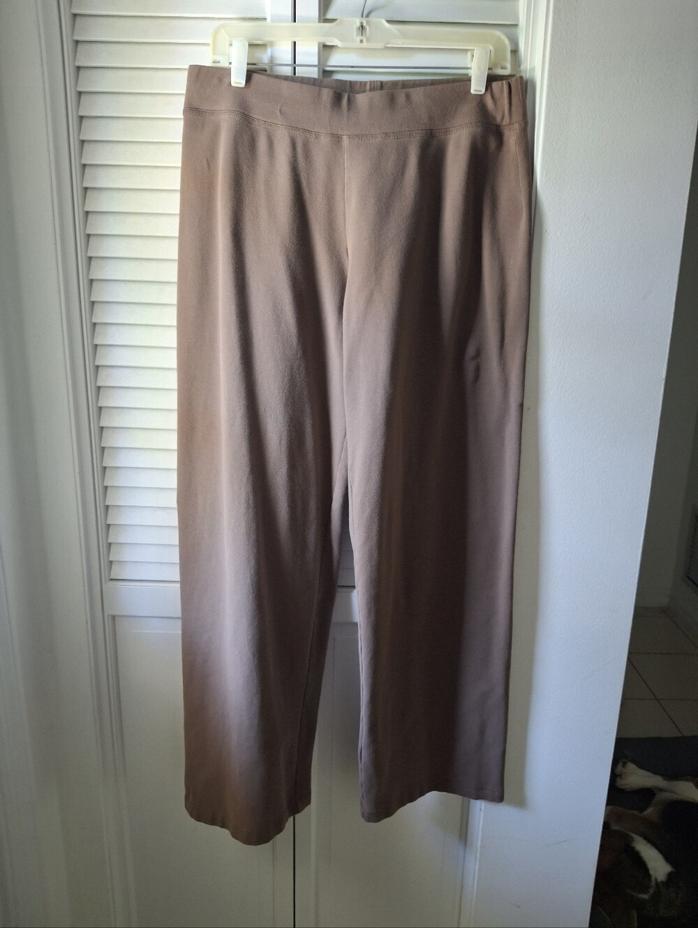 Eileen Fisher Wide-Leg Pull-On Pants in Taupe Brown